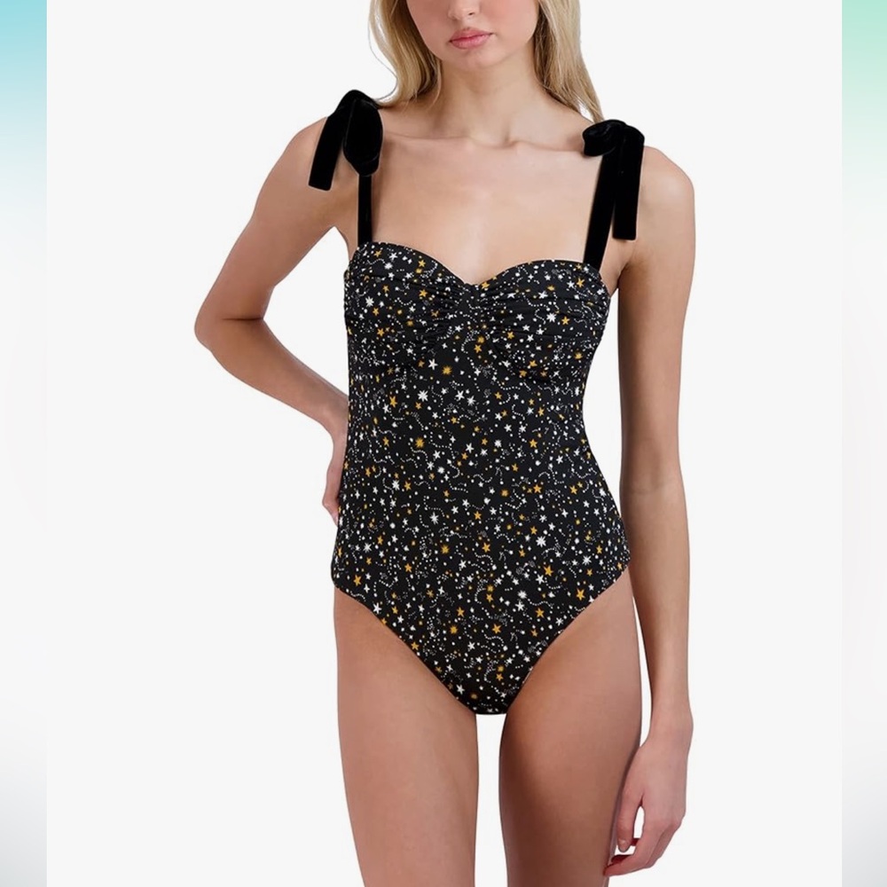NWT BCBG Generation Fitted Star Celestial Bodysuit with Velvet Straps